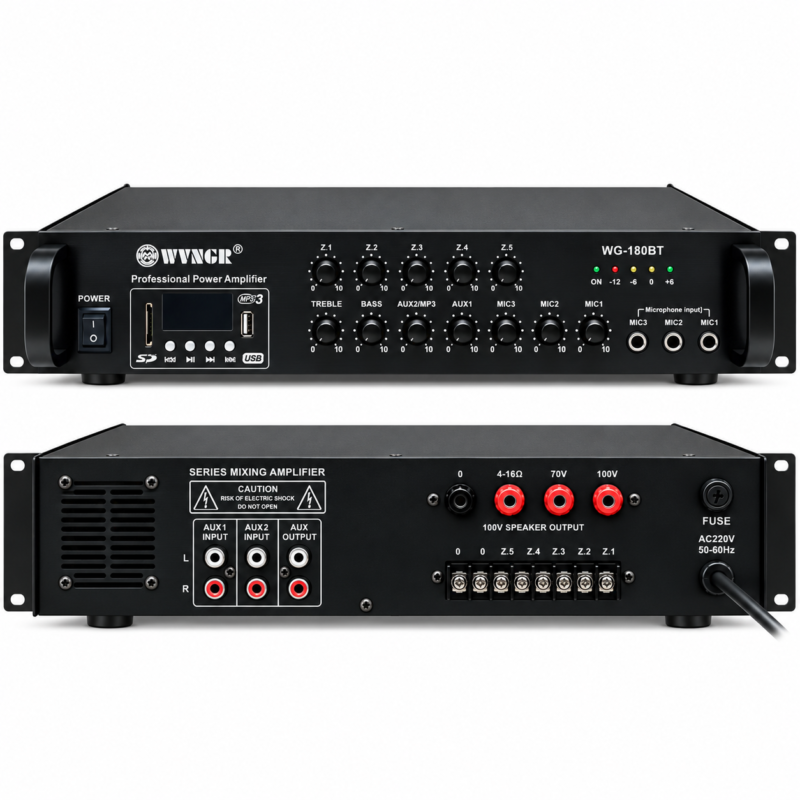 ChatGPT Image 8. ruj 2026. 21_49_53 POJAČALO WG-180BT 180W / BLUETOOTH/USB/SD/FM 70/100V - Slika 1