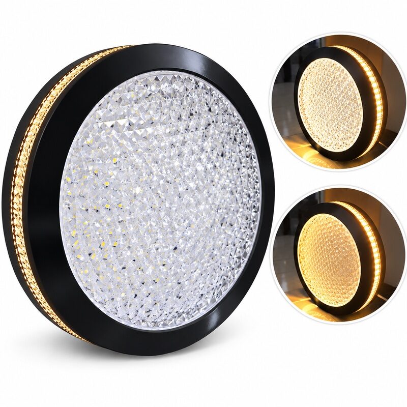 led_plafonjera_crna_40w_800x800 LED PLAFONJERA – KRISTAL EFEKT CRNA 40W - Slika 1