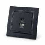 USB UTIČNICA TYPE-C + USB-A 20W – CRNI